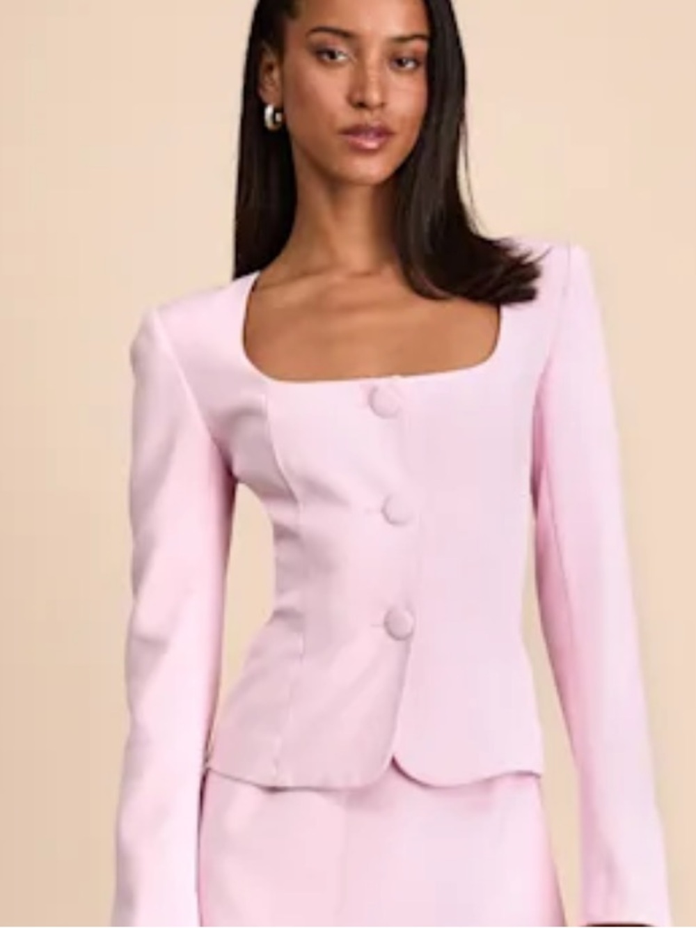 Lulu's Soft Pink Scoop Neck Blazer